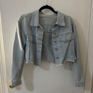 Light Blue Cropped Denim Jacket